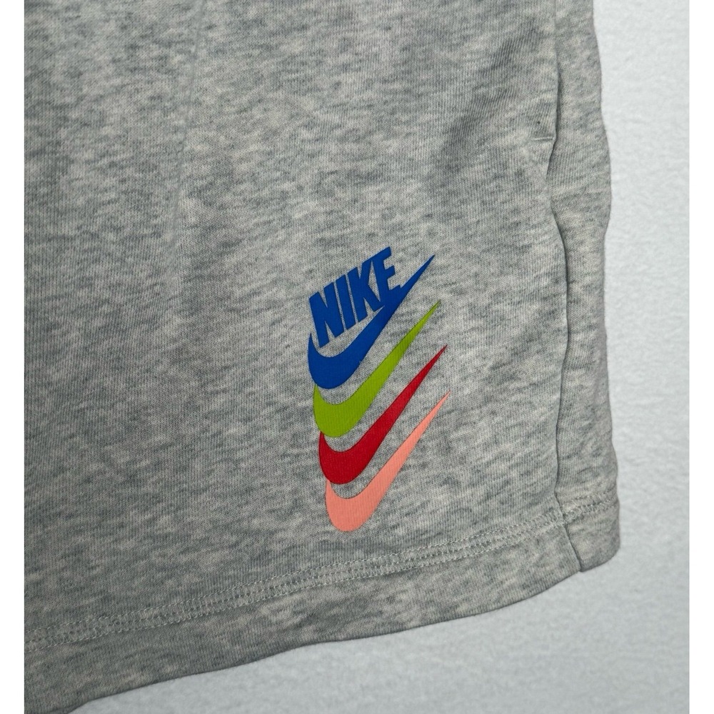 Nike Sportswear Stacked Swoosh Fleece Shorts Gray Athleisure Women's L Lounge - Picture 6 of 10